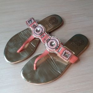 Orange and Gold Vince Camuto Bling Sandals 7.5